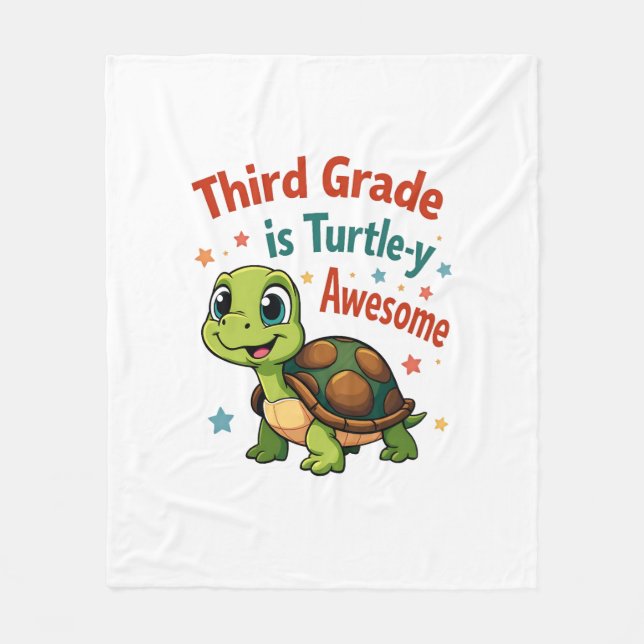 Third grade Turtle-y Awesome 3rd Grade Back to Sch Fleece Blanket (Front)
