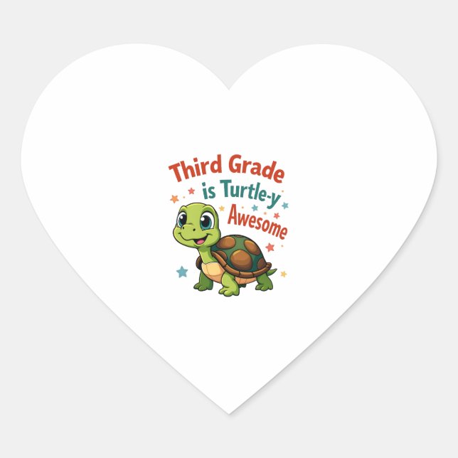 Third grade Turtle-y Awesome 3rd Grade Back to Sch Heart Sticker (Front)