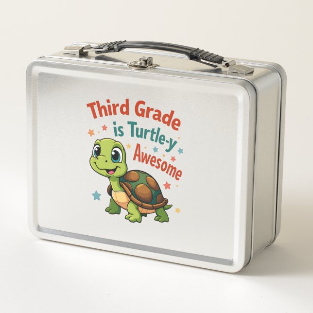 Third grade Turtle-y Awesome 3rd Grade Back to Sch Metal Lunch Box (Front)
