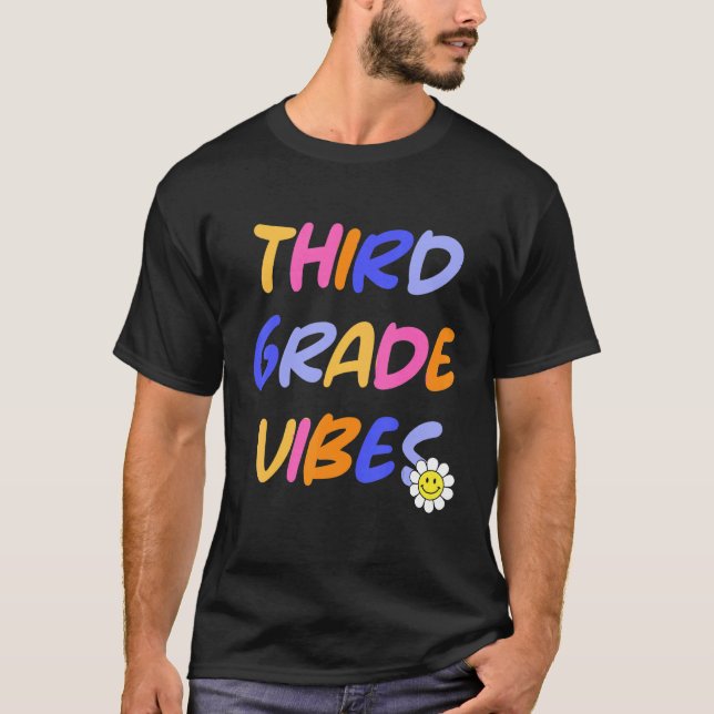 Third Grade Vibes  3rd Grade Team Retro 1st Day of T-Shirt (Front)