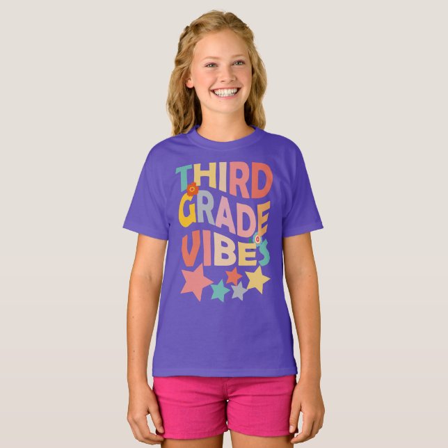 Third Grade Vibes For Girls Boys 3rd Grade Teacher T-Shirt (Front Full)