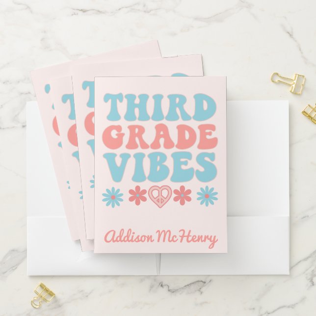 Third Grade Vibes - Retro Back To School Pocket Folder (In Situ)