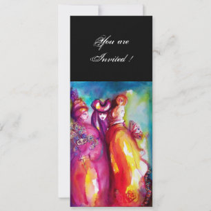 THIRD MASK masquerade ball ,gold red yellow blue Invitation