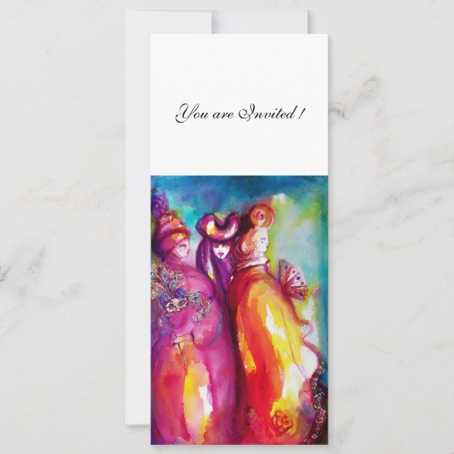 THIRD MASK masquerade ball ,gold red yellow blue Invitation (Front)