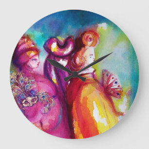 THIRD MASK / Venetian Masquerade Large Clock