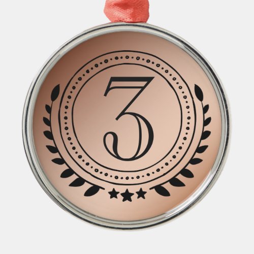 Third Place Honor Bronze Medal on Bronze Gradient Metal Ornament