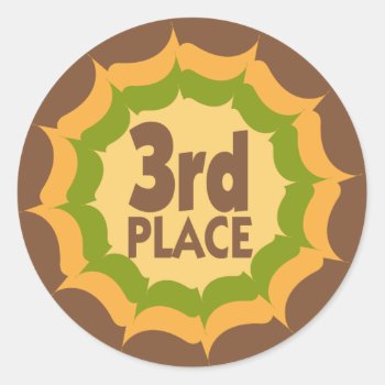 Third Place Ribbon Winner Classic Round Sticker by SayWhatYouLike at Zazzle