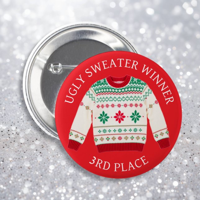 Third Place Ugly Sweater Winner | Funny Christmas  Button (Creator Uploaded)