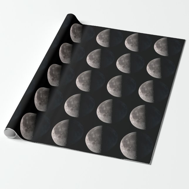 Third quarter phase moon NASA image  Wrapping Paper (Unrolled)