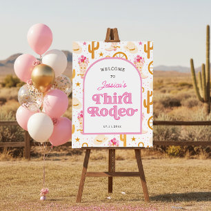 Third Rodeo Cowgirl 3rd Birthday Welcome Foam Board