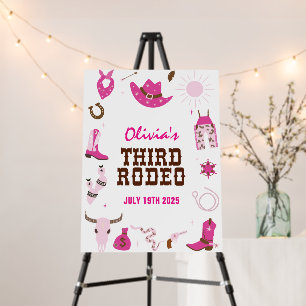 Third Rodeo Hot Pink Western 3rd Birthday Foam Board