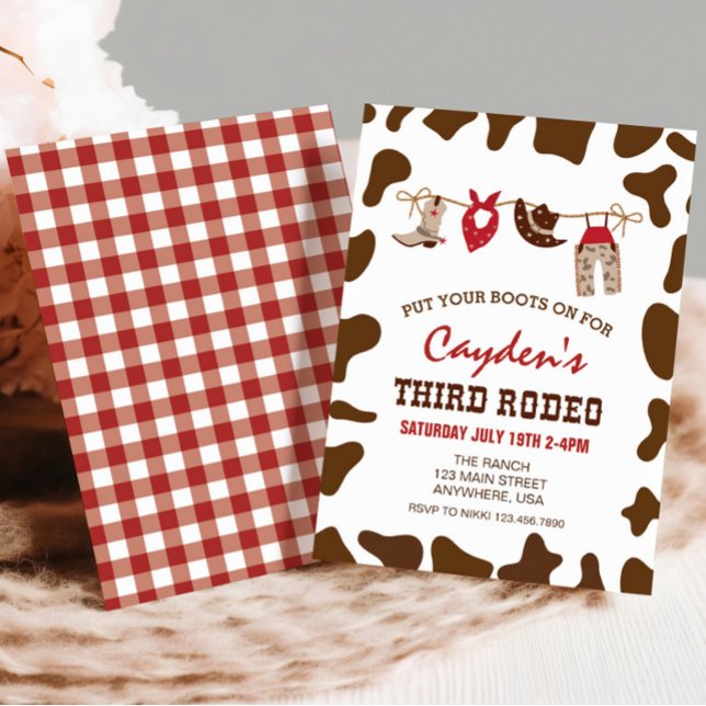 Third Rodeo Western Cowboy 3rd Birthday Invitation (Creator Uploaded)