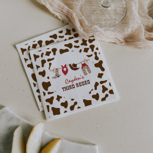 Third Rodeo Western Cowboy 3rd Birthday Napkins