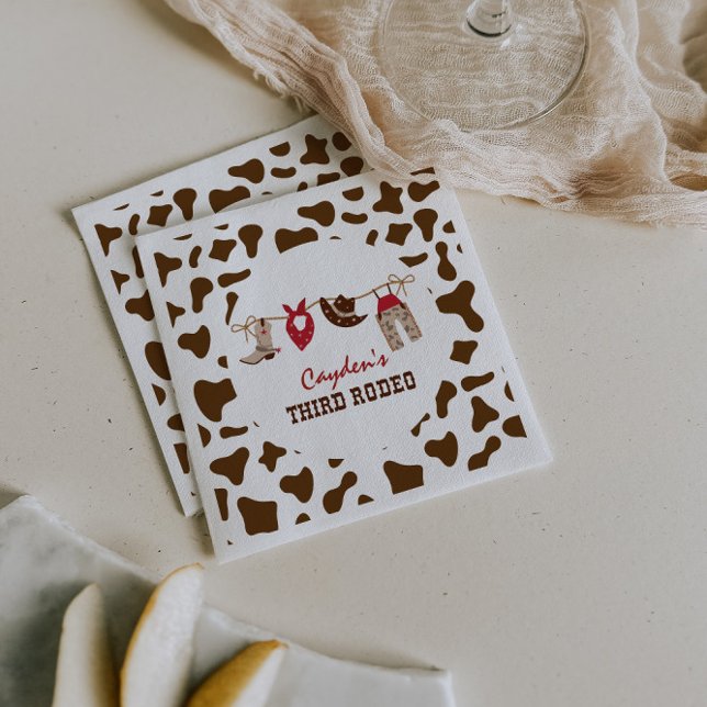 Third Rodeo Western Cowboy 3rd Birthday Napkins (Creator Uploaded)