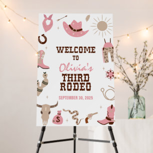Third Rodeo Western Cowboy 3rd Birthday Welcome Foam Board