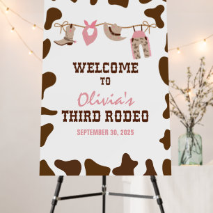 Third Rodeo Western Cowboy 3rd Birthday Welcome Foam Board