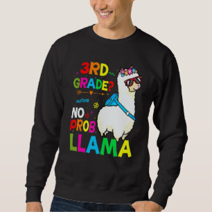 Third Team 3rd Grade Teacher Rainbow No Prob Llama Sweatshirt
