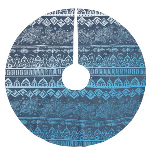 Third tribal ethnic seamless pattern brushed polyester tree skirt