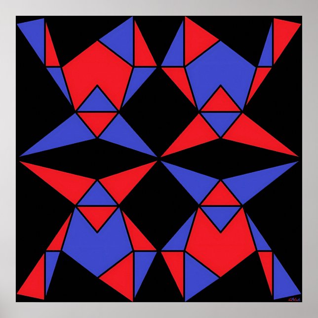 Third Trinity of Abstract Triangles Ken Gage Art Poster (Front)