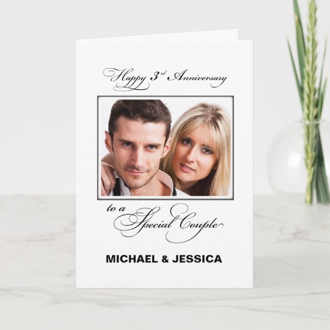 Third Wedding Anniversary Custom Name/Photo Card (Front)