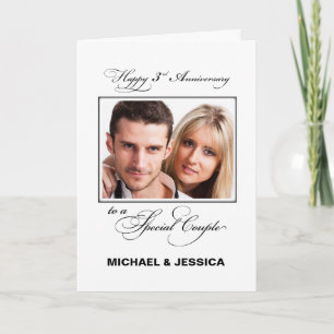 Third Wedding Anniversary Custom Name/Photo Card