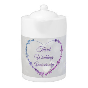Third Wedding Anniversary  Teapot