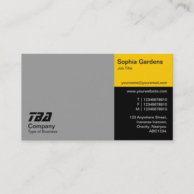 Thirds - Gray, Amber and Black Business Card (Front)