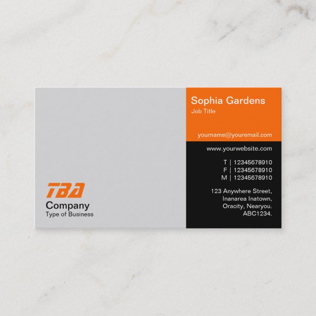 Thirds - Lt Gray, Orange and Black Business Card (Front)