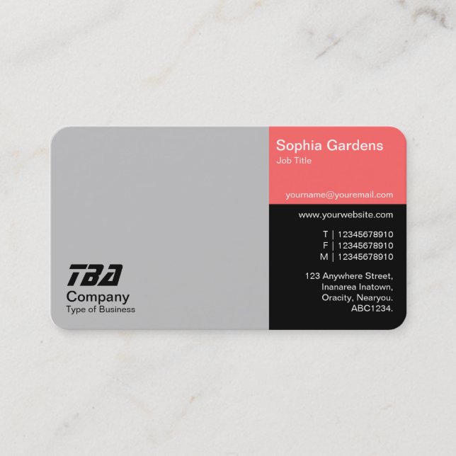 Thirds - Lt Gray, Tropical Pink and Black Business Card (Front)
