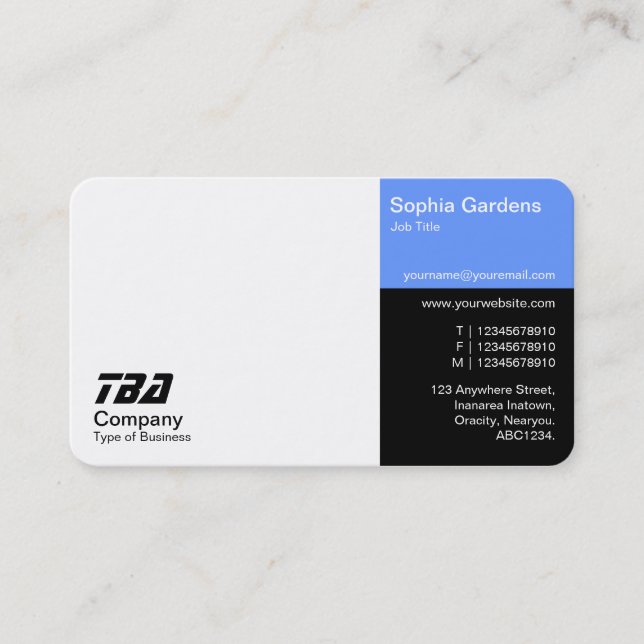 Thirds - White, Baby Blue and Black Business Card (Front)
