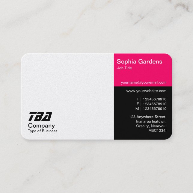 Thirds - White, Neon Red and Black (Gold) Business Card (Front)