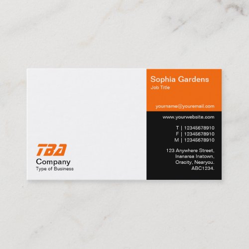 Thirds _ White Orange and Black Business Card