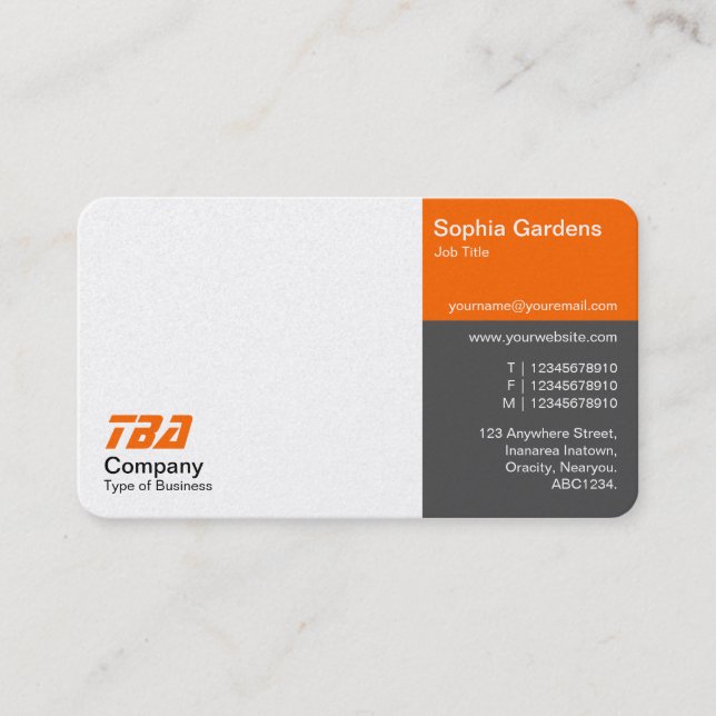 Thirds - White, Orange and Gray (Gold) Business Card (Front)