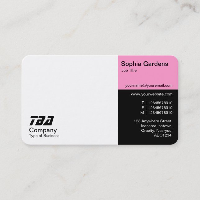 Thirds - White, Pink and Black Business Card (Front)