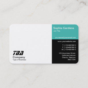Thirds - White, Turquoise and Black Business Card