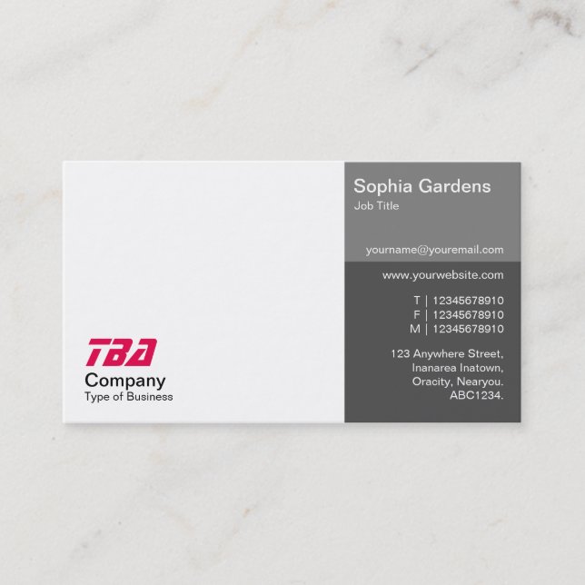 Thirds - White with Shades of Gray Business Card (Front)