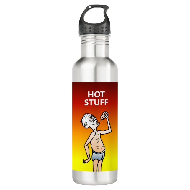 Thirsty Drinking Man Stainless Steel Water Bottle (Front)