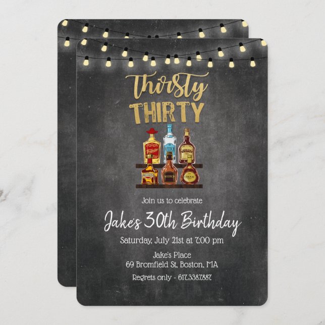 Thirsty Thirty Birthday Invitation (Front/Back)