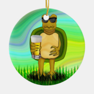 Thirsty Turtle Ceramic Ornament