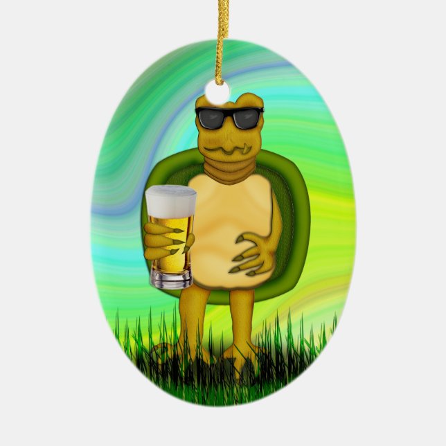 Thirsty Turtle Ceramic Ornament (Front)