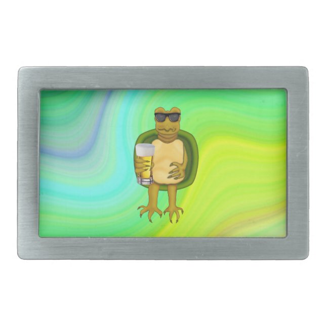 Thirsty Turtle Rectangular Belt Buckle (Front)