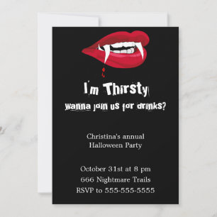 Thirsty Vampire Halloween Party Invitation