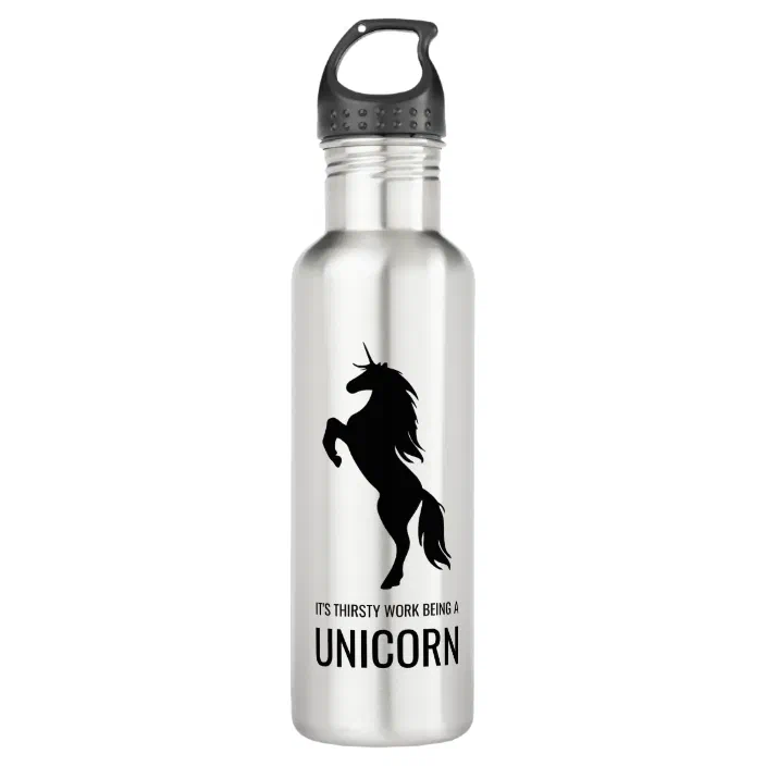 Personalised BABY UNICORN Metal Water Bottle Custom Named Sport Gym Gift School 