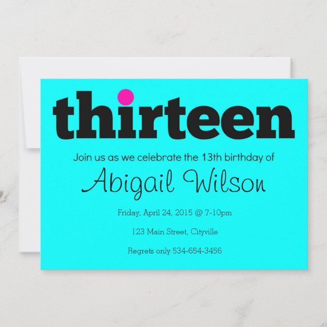 Thirteen- 13th Birthday Party Invitation (Front)