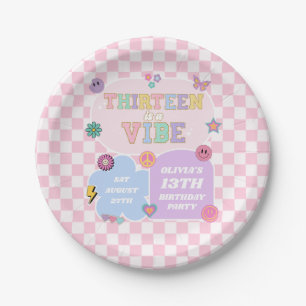 Thirteen A Vibe Preppy Patch 13th Birthday Party Paper Plates
