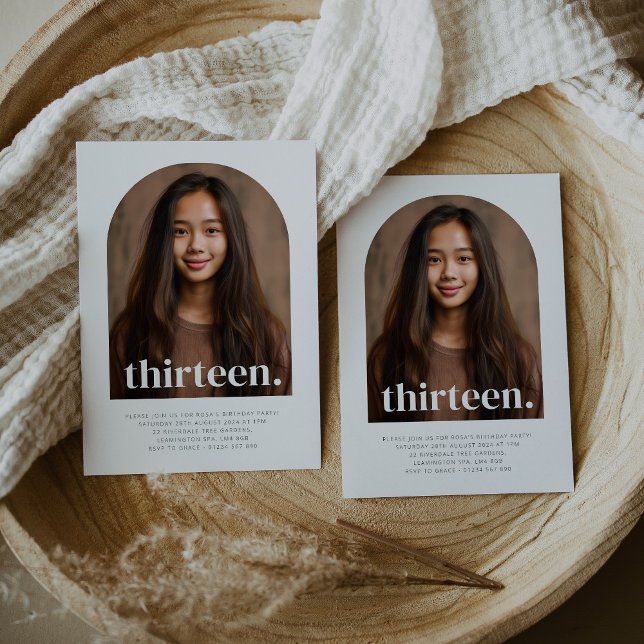 Thirteen Arched Photo Birthday Invitation (Thirteen Arched Photo First Birthday Invitation)