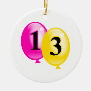 Thirteen Balloons Ceramic Ornament