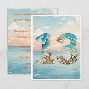 Thirteen Beach Theme Digital Download Invitation
