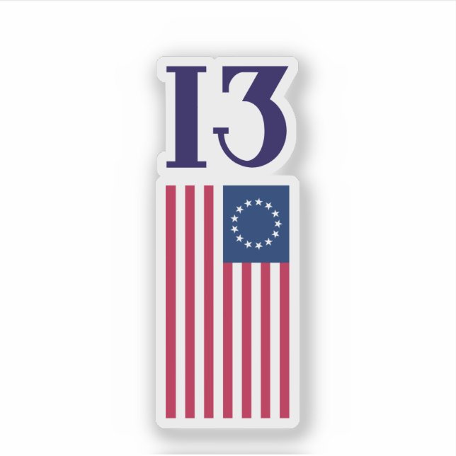Thirteen Colonies Betsy Ross Flag Sticker (Front)