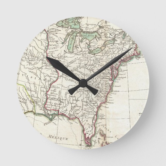 Thirteen Colonies Vintage Map (1776) Round Clock (Front)
